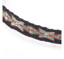 Fekete fonott cord karkötő piros és zöld fonott motívummal
