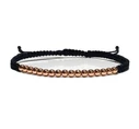  Faceted onyx and silver pearl cord bracelet