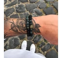 Matt ónix és kambaba jáspis arany oroszlános karkötő szett
