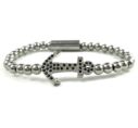 Matte onyx silver anchor bracelet 