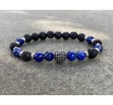Matt ónix és lazurit luxury ezüst cirkon labdás karkötő