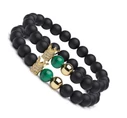 King & Queen Páros Ónix Karkötő - Malachit/Gold
