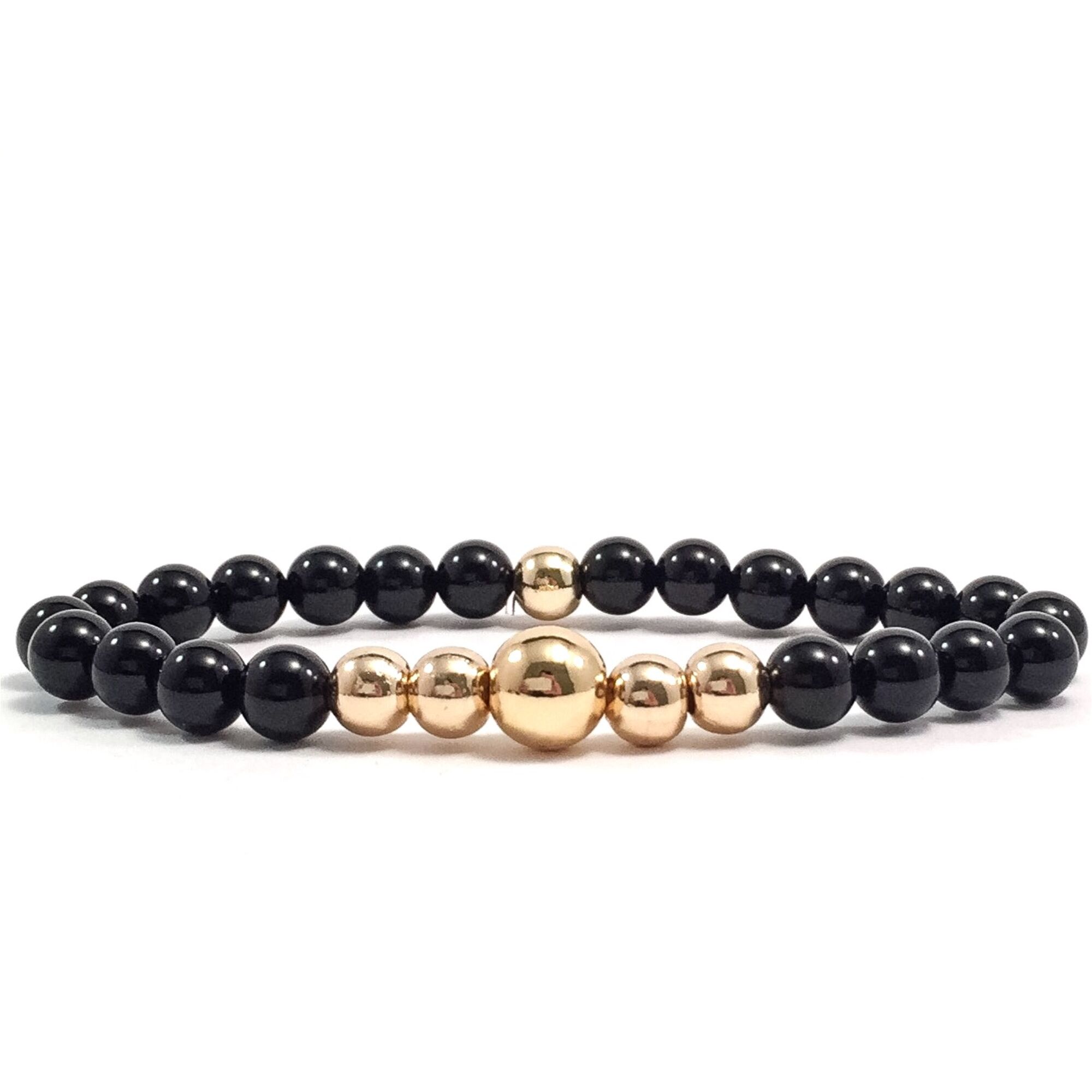 Onyx gold pearl bracelet