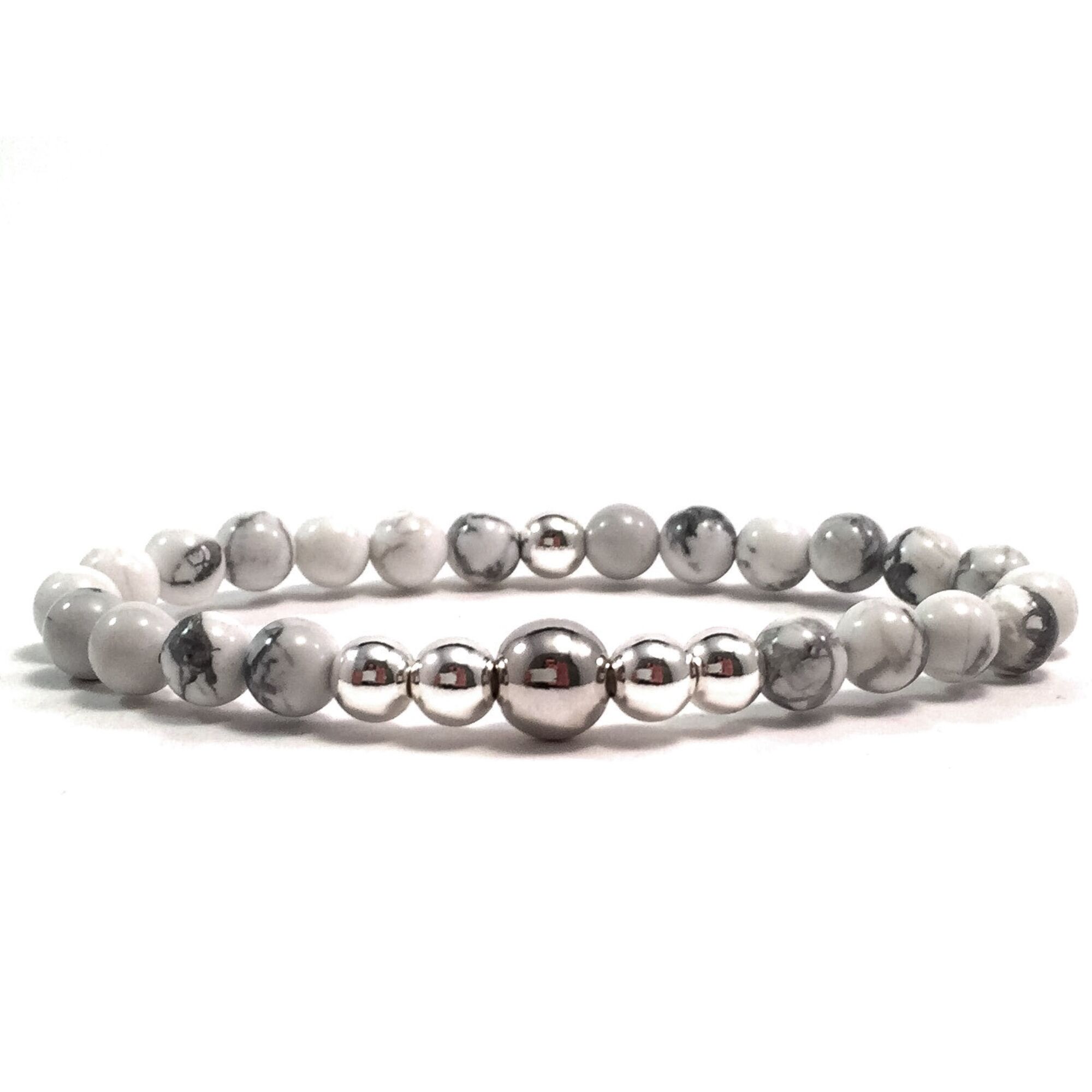 Howlite silver pearl bracelet 