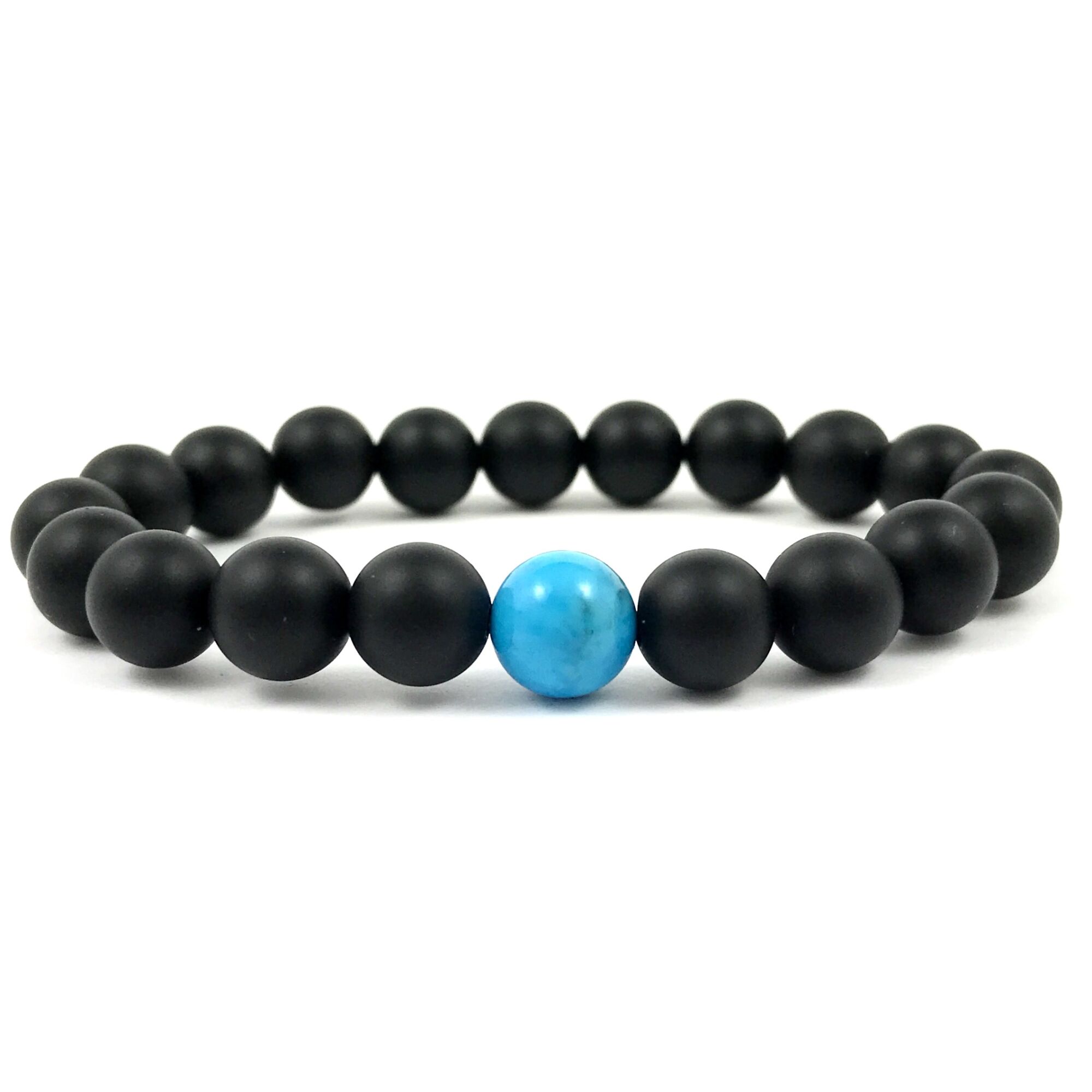 Matte onyx and turquoise fleck pearl bracelet