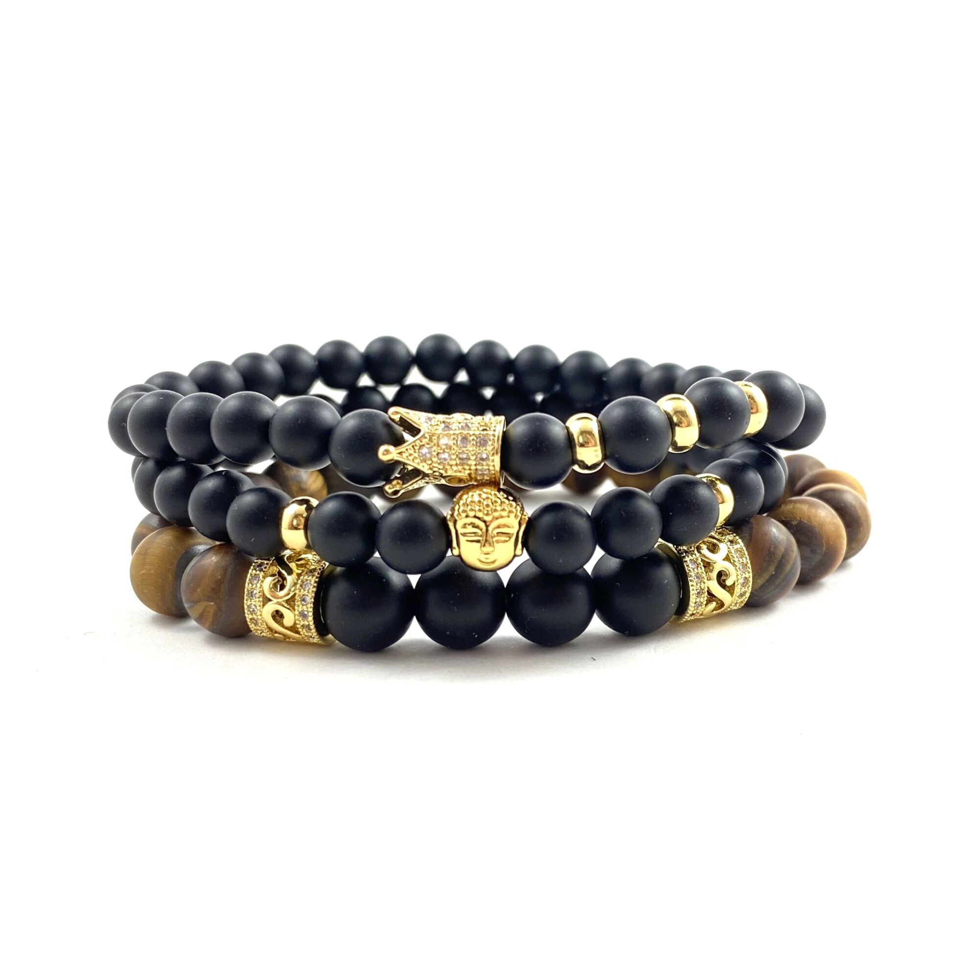 Matte onyx and tiger's eye luxury bracelet 