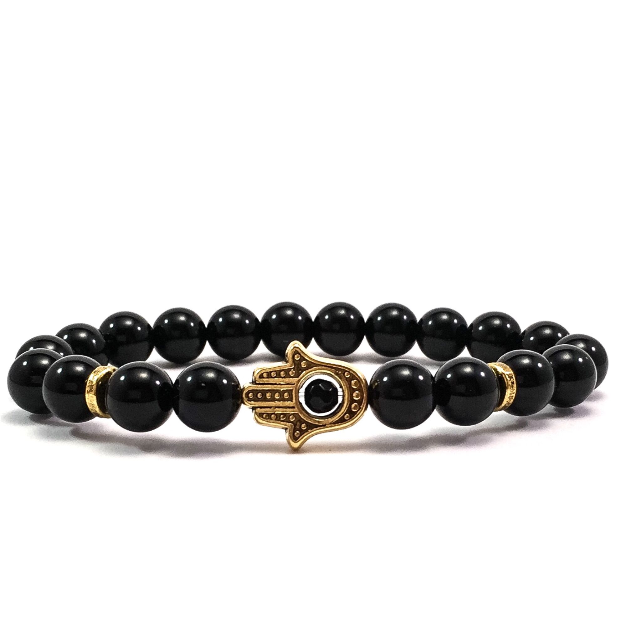Onyx gold hamsa bracelet
