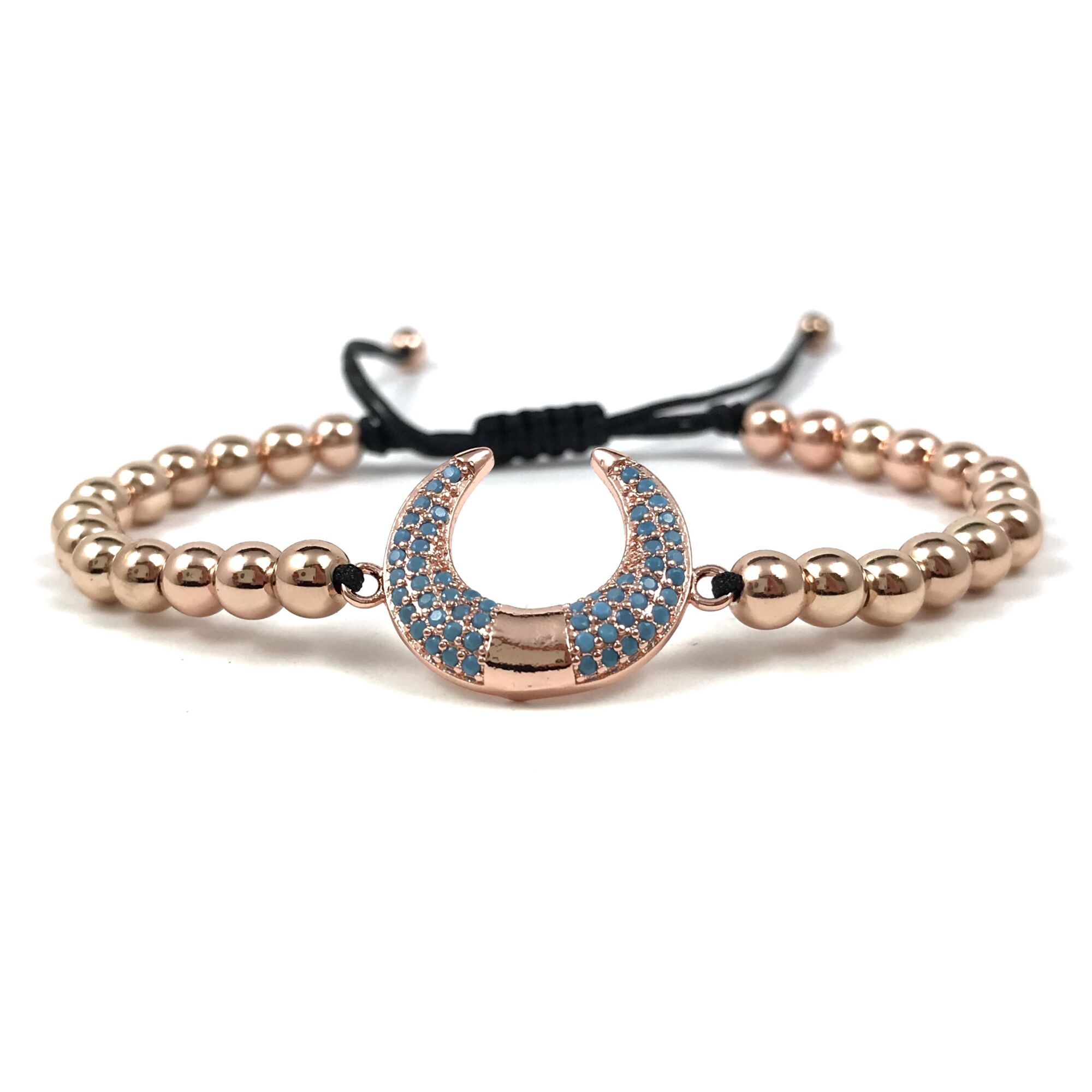 Luxury rosegold half moon cord bracelet