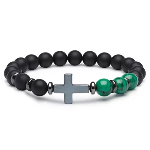 Matt Ónix Malachit Karkötő Kereszttel 