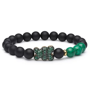 Matt Ónix Malachit Karkötő Teddy Medállal