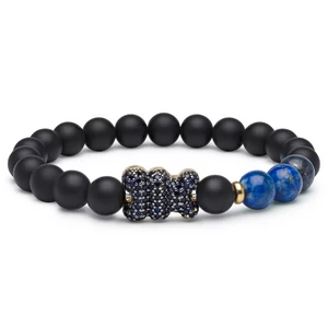 Matt Ónix Lazurit Karkötő Teddy Medállal