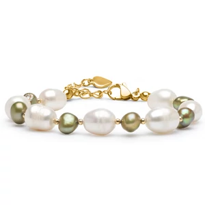 Tenyésztett gyöngy karkötő khaki-arany