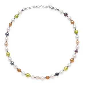 Tenyésztett gyöngy lánc színes-ezüst