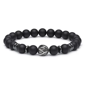 Matt Ónix Hematit Karkötő Ezüst Gömbbel