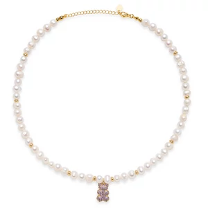 Tenyésztett gyöngy lánc Teddy Lila