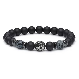 Matt Ónix Hematit Obszidián Karkötő Ezüst Gömbbel