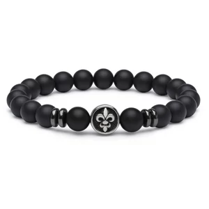 Matt Ónix Hematit Karkötő Ezüst Medállal