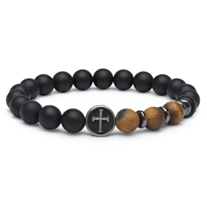 Matt Ónix Tigrisszem Karkötő Ezüst Medállal