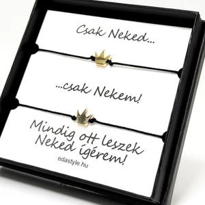 Páros zineg karkötő korona medállal arany