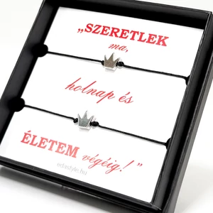 Páros zineg karkötő korona medállal Ezüst