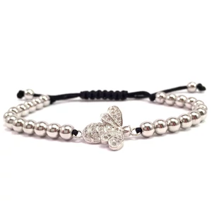 Luxury ezüst méhecskés cord karkötő