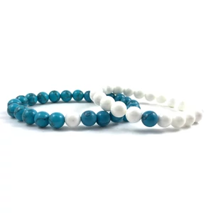 Jin-jang türkid és gyöngyház páros karkötők