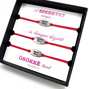 Anya-Lányai zsineg karkötő gravirozható ovál medállal több színben