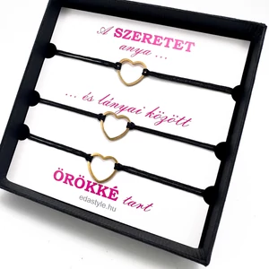 Anya - Lányai zsineg karkötő arany szív medállal több színben