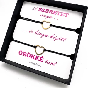 Anya - Lánya zsineg karkötő arany szív medállal több színben