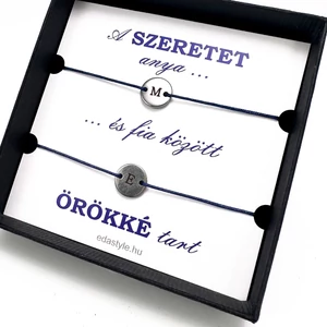 Anya-Fia zsineg karkötő gravírozható kör medállal Kék