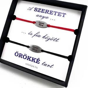 Anya-Fia zsineg karkötő gravírozható ovál medállal Piros-Fekete