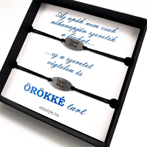 Apa-Fia zsineg karkötő gravirozható ovál medállal Fkete