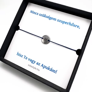 Szuperhős zsineg karkötő gravírozható kör medállal Kék