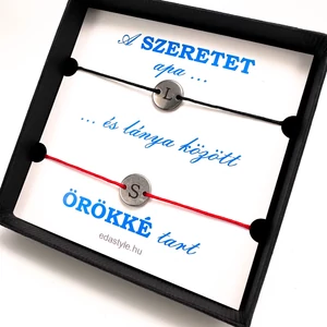 Apa-Lánya zsineg karkötő gravírozható kör medállal több színben