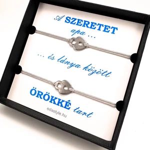 Apa-Lánya zsineg karkötő lakat medállal Szürke