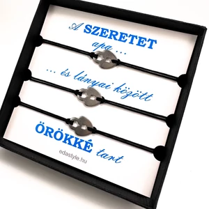 Apa-Lányai zsineg karkötő lakat medállal Fekete