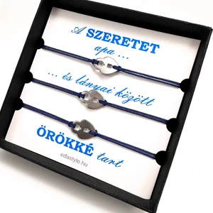 Apa-Lányai zsineg karkötő lakat medállal Kék