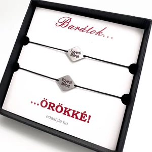 Barátság karkötő EGYEDI gravírozott rombusz medállal több színben
