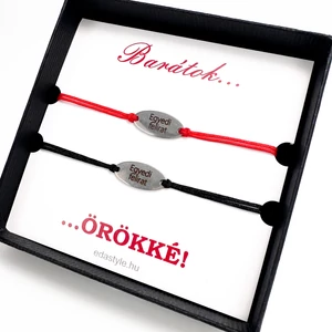 Barátság karkötő EGYEDI gravírozott ovál medállal több színben