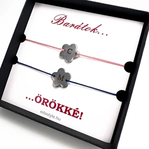 Barátság karkötő EGYEDI gravírozott virág medállal több színben