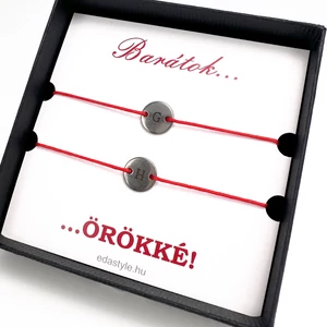 Barátság karkötő EGYEDI gravírozott kör medállal több színben