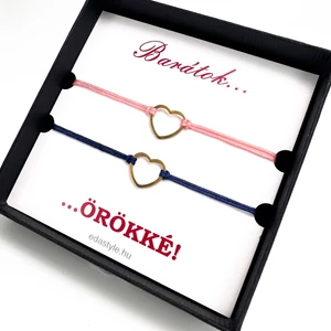 Arany szíves barátság karkötő rózsaszín-kék