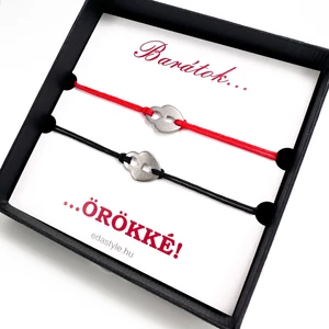 Lakat medálos barátság karkötő piros-fekete