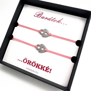 Lakat medálos barátság karkötő rózsaszín