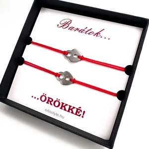 Lakat medálos barátság karkötő piros