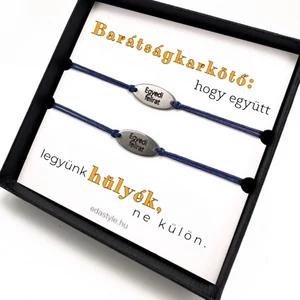 Hülyék Páros karkötő EGYEDI gravírozott ovál medállal Kék