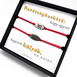 Hülyék Páros karkötő EGYEDI gravírozott ovál medállal Piros