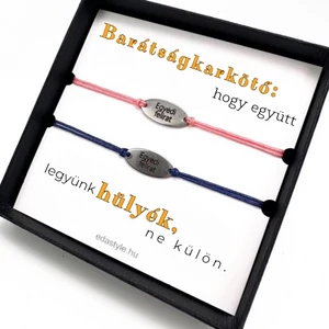Hülyék Páros karkötő EGYEDI gravírozott ovál medállal Rózsaszín-Kék