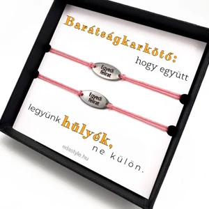 Hülyék Páros karkötő EGYEDI gravírozott ovál medállal Rózsaszín
