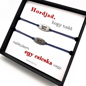 Csicska vagy Páros karkötő EGYEDI gravírozott ovál medállal Kék